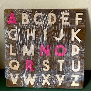 Vintage: Alphabet educational puzzle. All wood. 11.5” square. Complete